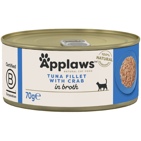 Hrana umeda pentru pisici Applaws File Ton si Crab 70g